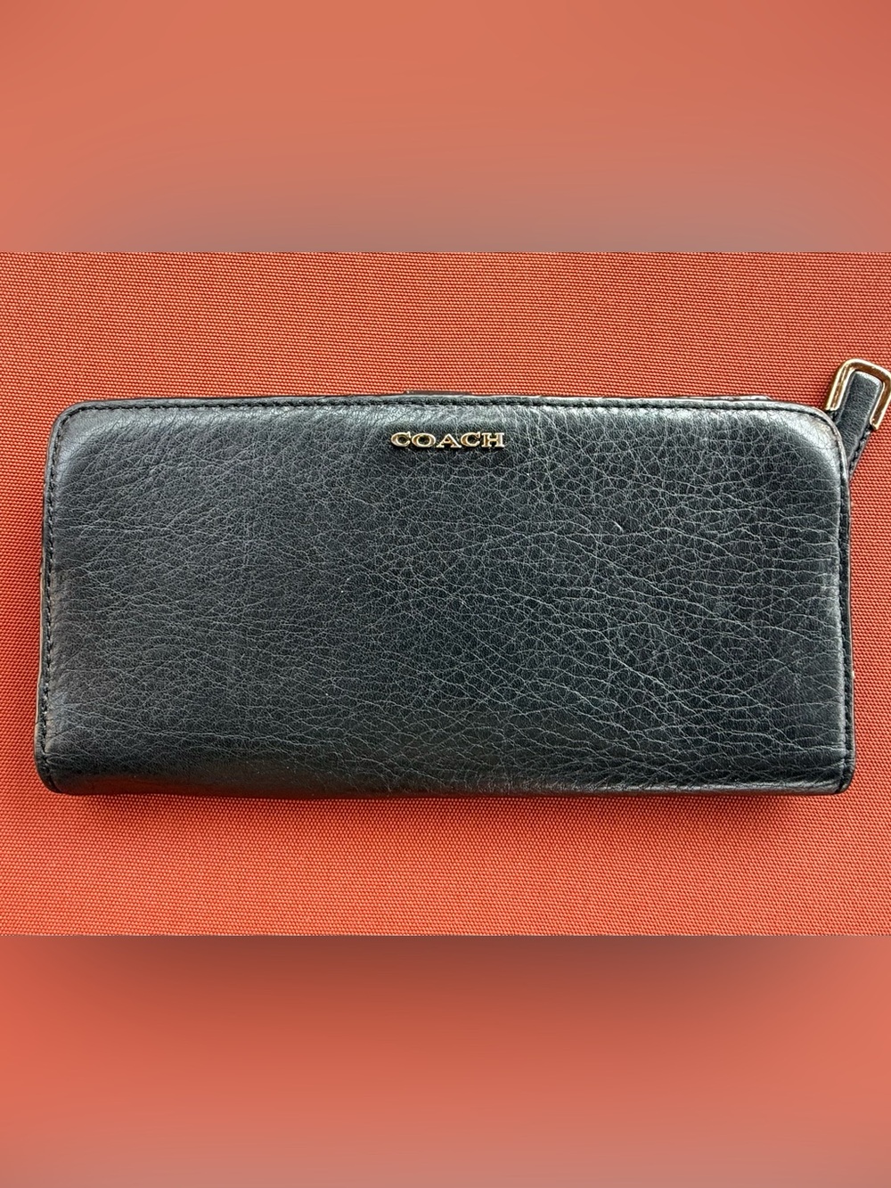 Coach Long Zip Around Textured Leather Wallet